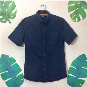 ASOS Navy Blue Plaid Button Up Shirt